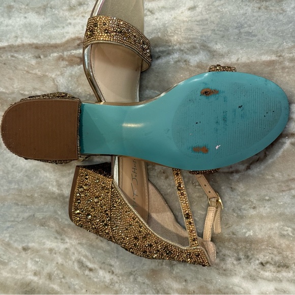 Women’s BETSEY JOHNSON SB-Mari Gold Rhinestone Ankle Strap Sandals- Size 10 - Picture 10 of 10